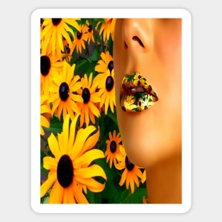 Lips in sunflowers Sticker